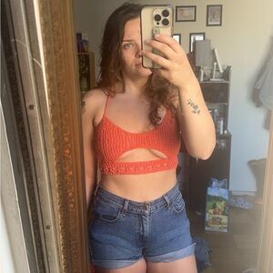 Women's Coral crochet Crop Top